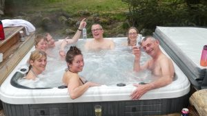 How many people can you fit in a hot tub...