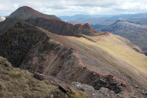 Route along the ridge of Liathach from Mullach an Rathain